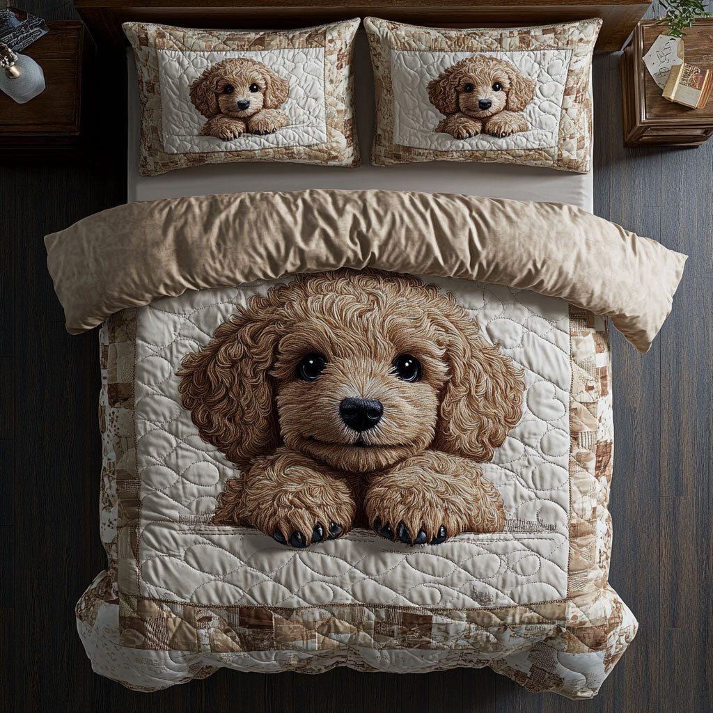 Adorable Poodle WX1403072CL Quilted Bedding Set