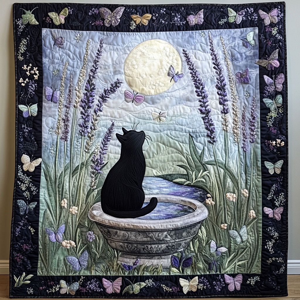 Black Cat Enchanted Garden Paws WU1303031CL Quilt Blanket