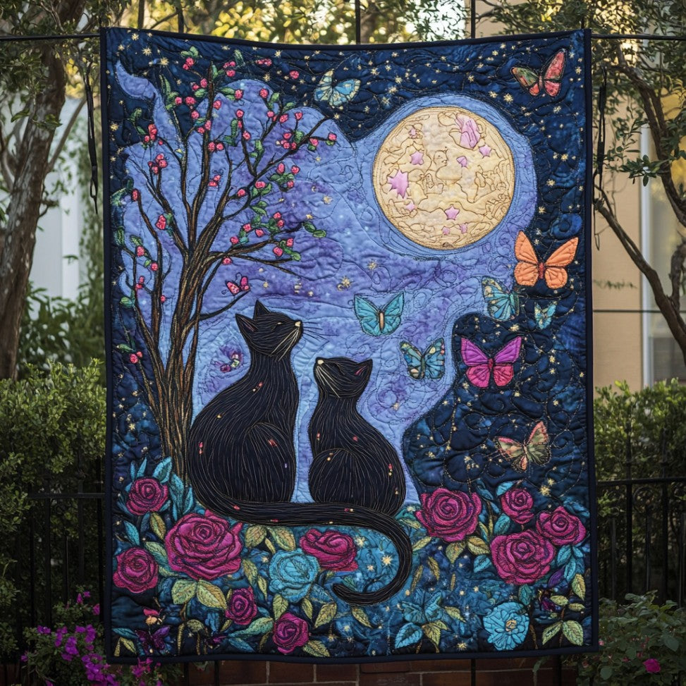 Black Cat Starry Night WU1401072CL Quilt Blanket