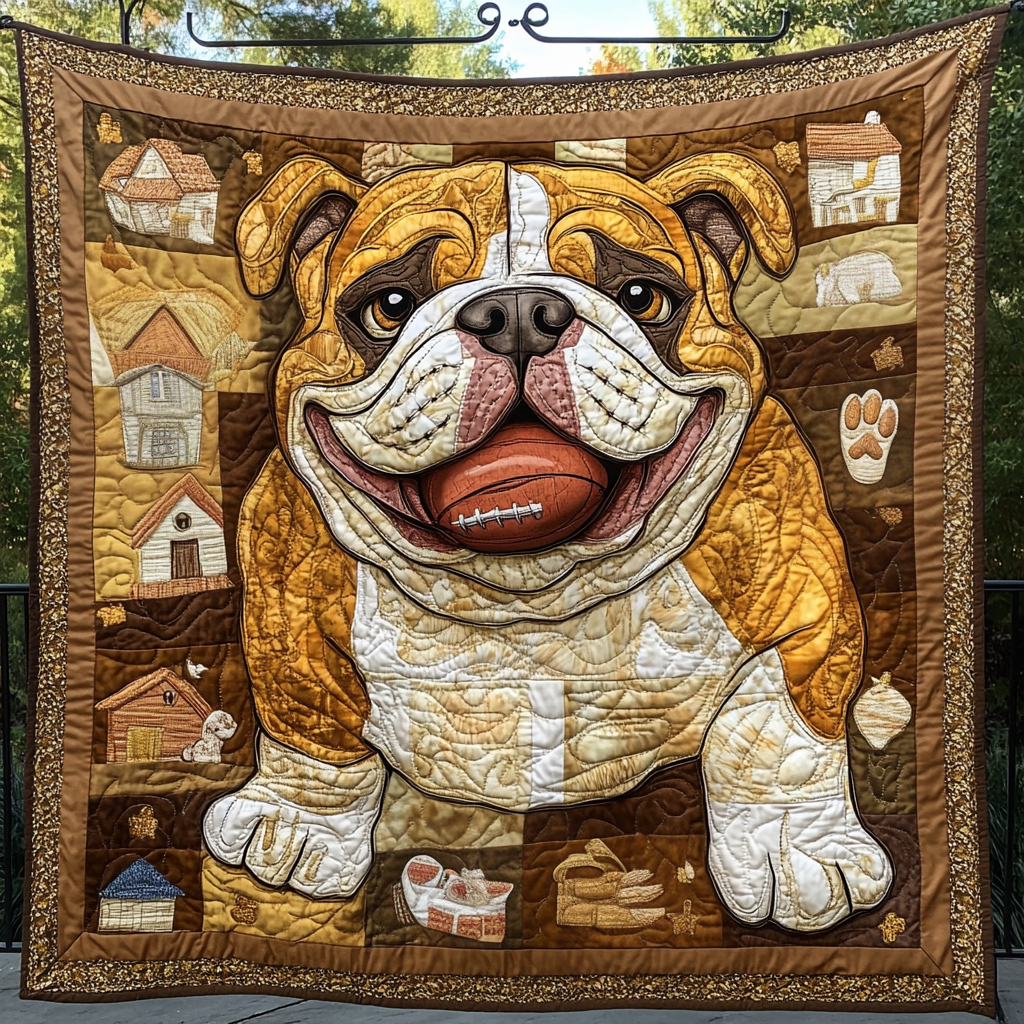 Bulldog Playing With Balls WU1601015CL Quilt Blanket