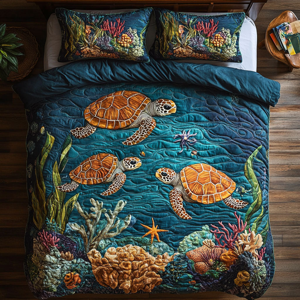 Turtle Under The Sea WY1802062CL Quilted Bedding Set