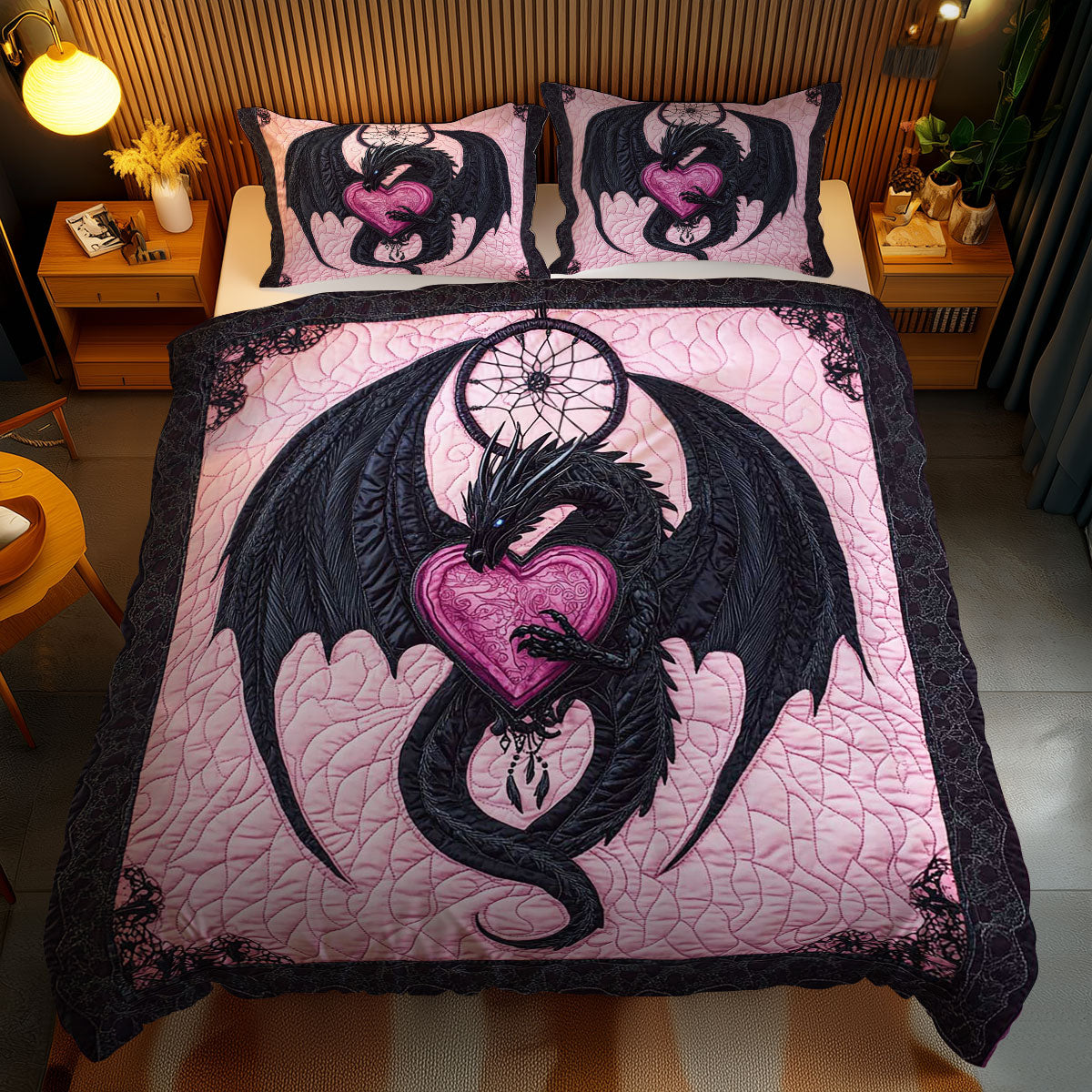Dragon’s Valentine Embrace WN1002060CL Quilted Bedding Set