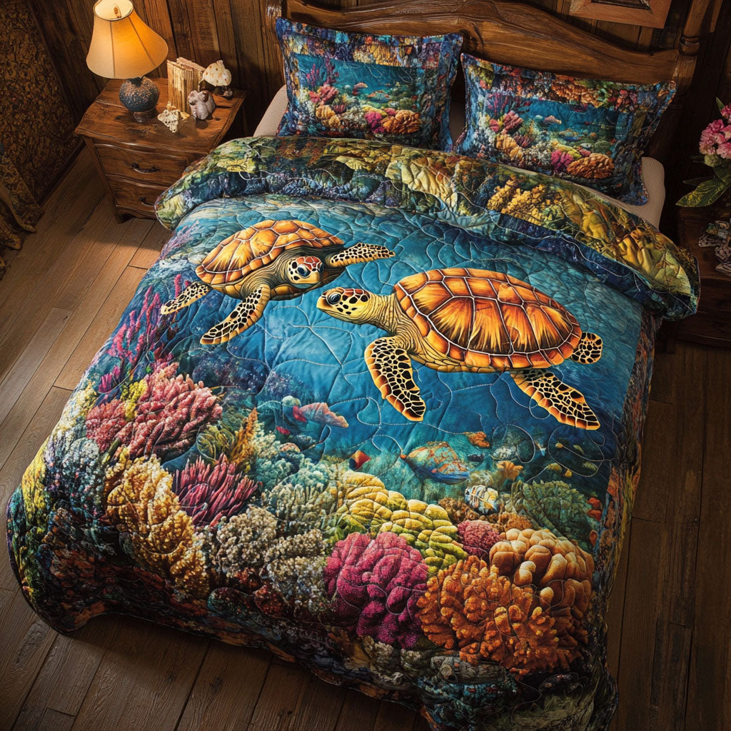 Couple Sea Turtle WT0602006CL Quilted Bedding Set