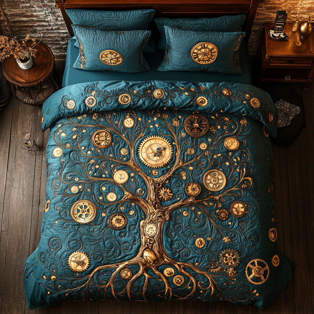 Clock Tree Of Life WX0403014CL Quilted Bedding Set