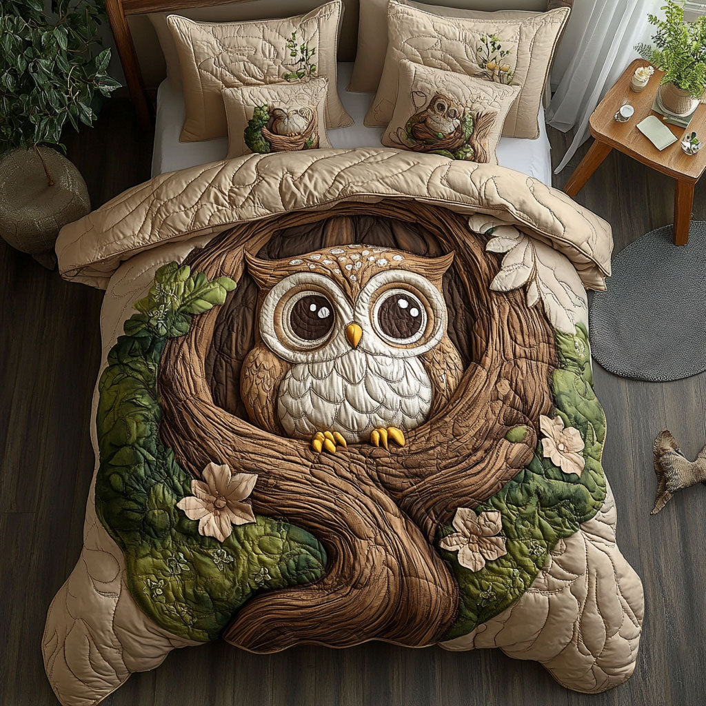 Cute Owl WX0703015CL Quilted Bedding Set