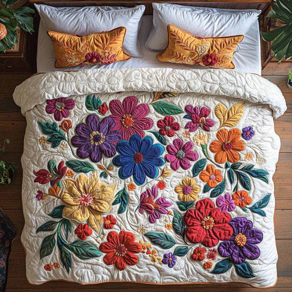 Beautiful Flower Garden WY1302061CL Quilted Bedding Set