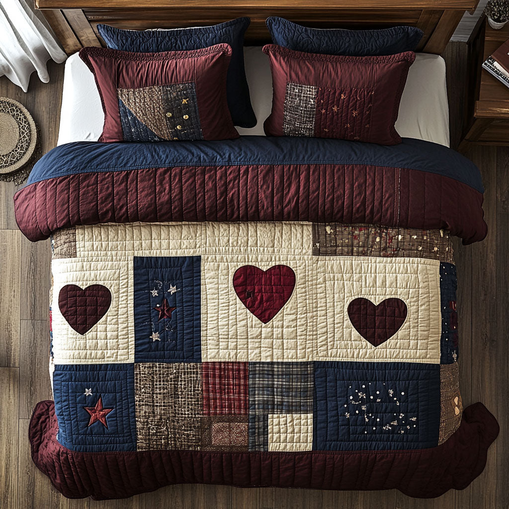 Patchwork Hearts WY1402077CL Quilted Bedding Set