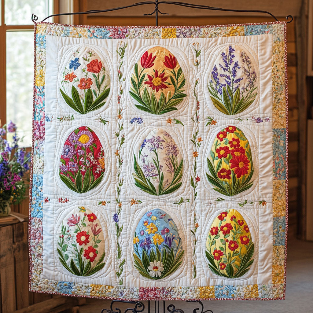 Floral Easter Eggs WU0503054CL Quilt Blanket