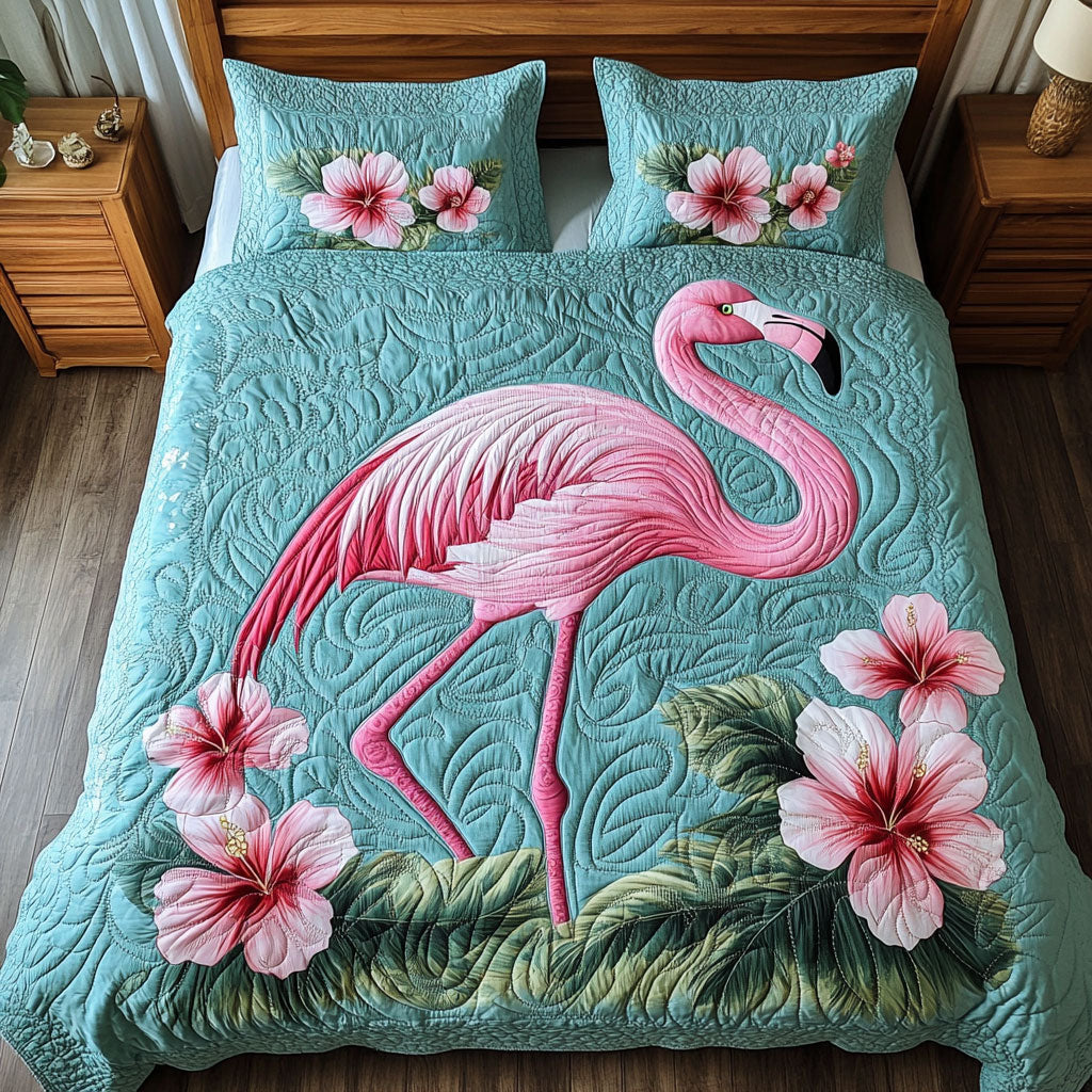 Floral Flamingo WX0703026CL Quilted Bedding Set
