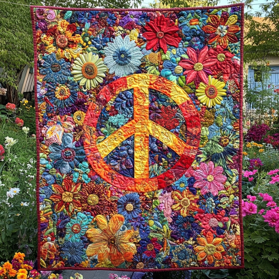 Hippie Peace Sign WU1801015CL Quilt Blanket