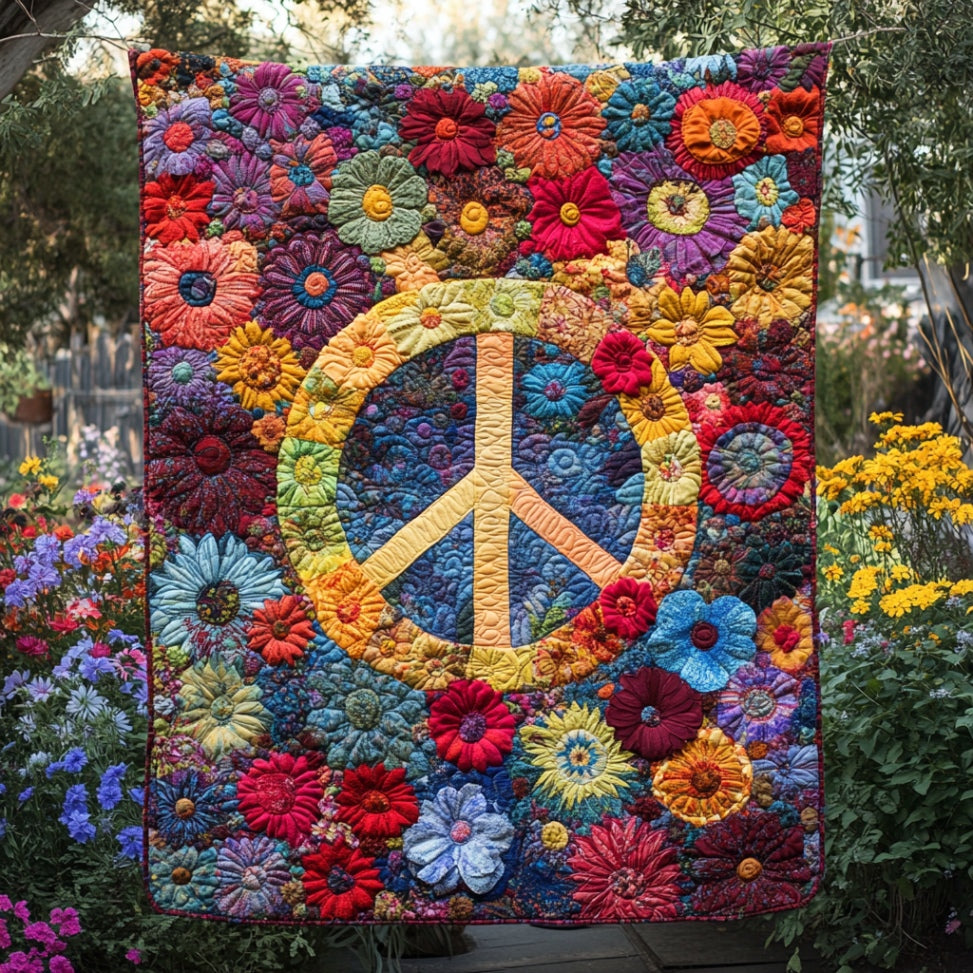 Hippie Peace Sign WU1801018CL Quilt Blanket
