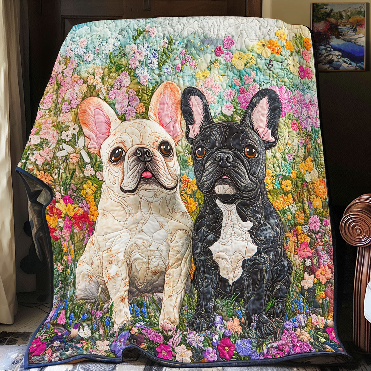 Bulldog In The Garden WU2112006CL Quilt Blanket