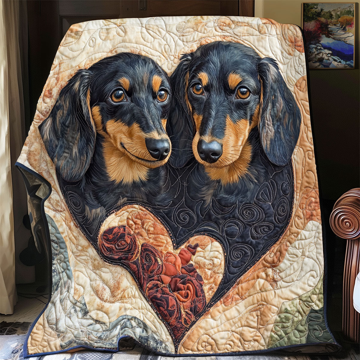 Dachshund Be My Valentine WU2301020CL Quilt Blanket