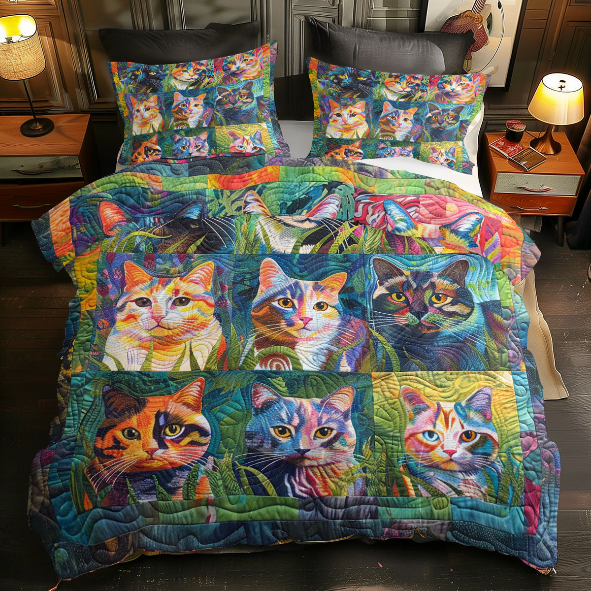 Cats WJ1106024CL Quilted Bedding Set