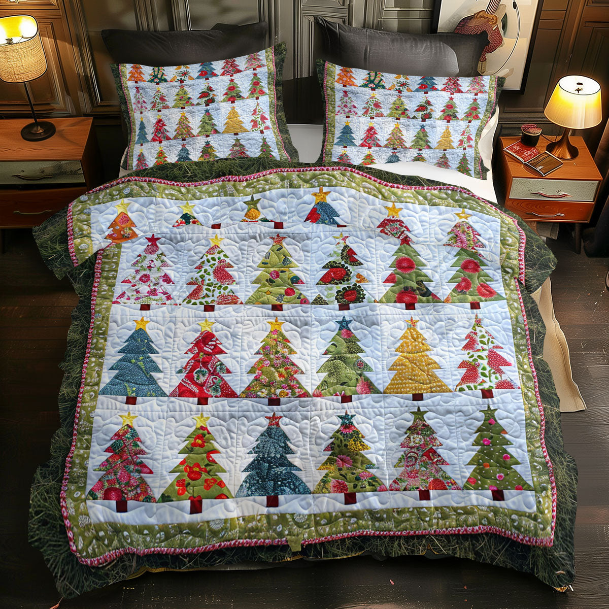 Christmas Tree WJ1106025CL Quilted Bedding Set