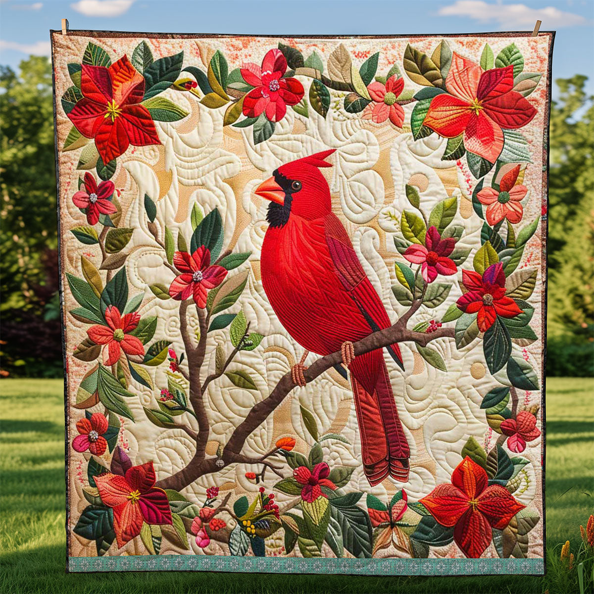 Red Cardinal WJ2707035CL Quilt Blanket