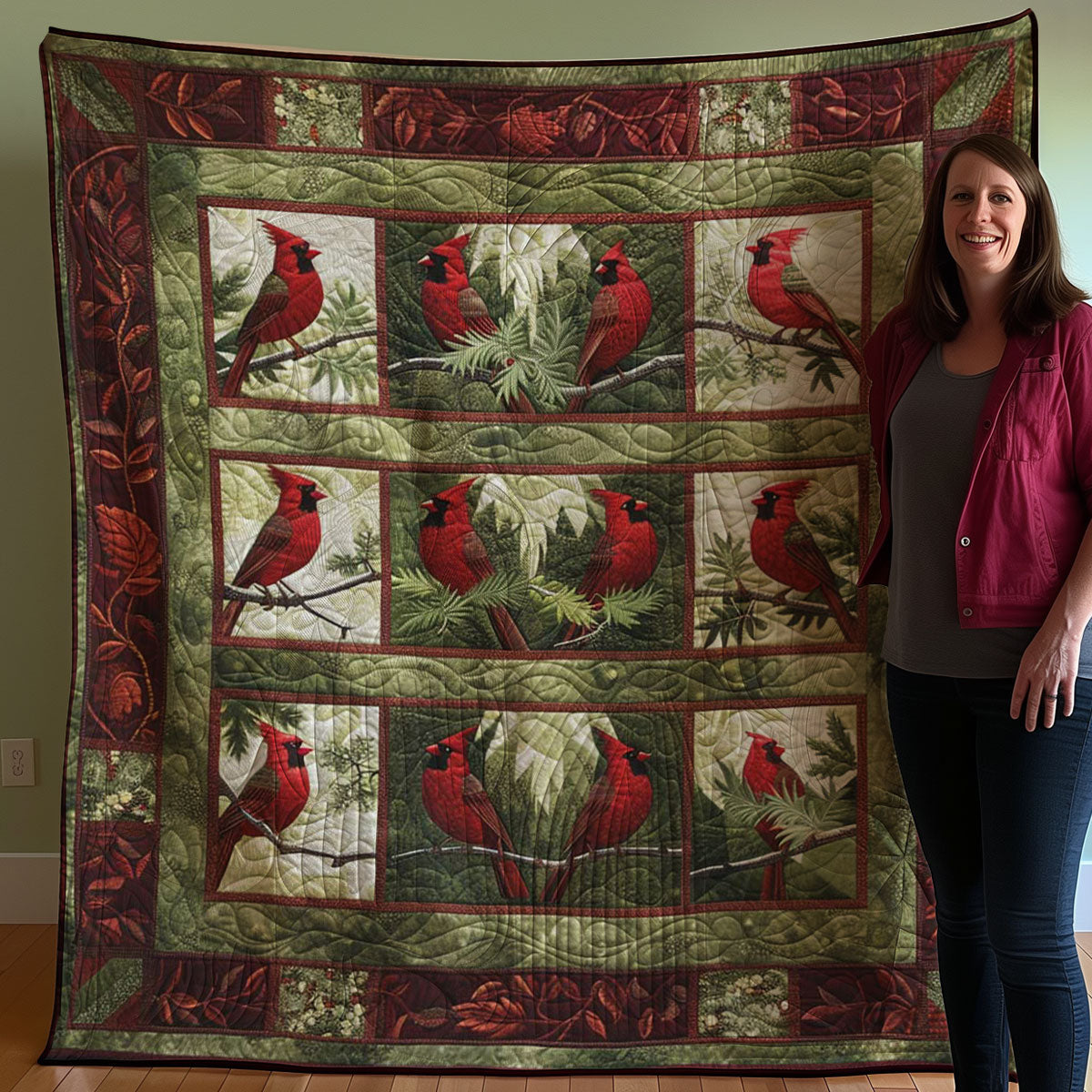 Red Cardinal WJ3107030CL Quilt Blanket