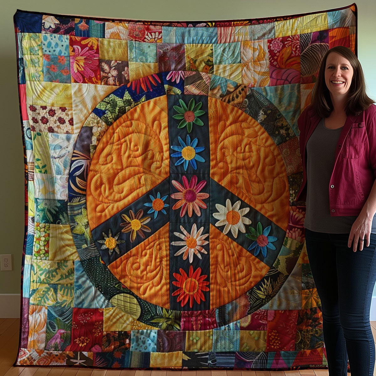 Trippy Hippie Sign WJ0208034CL Quilt Blanket