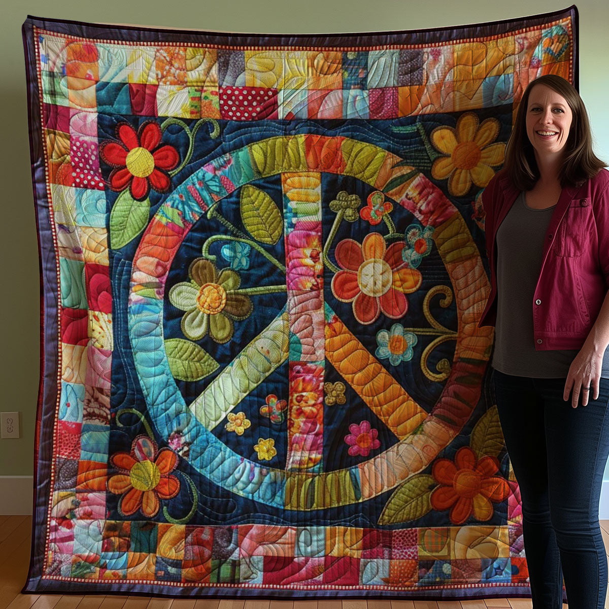 Trippy Hippie Sign WJ2707030CL Quilt Blanket