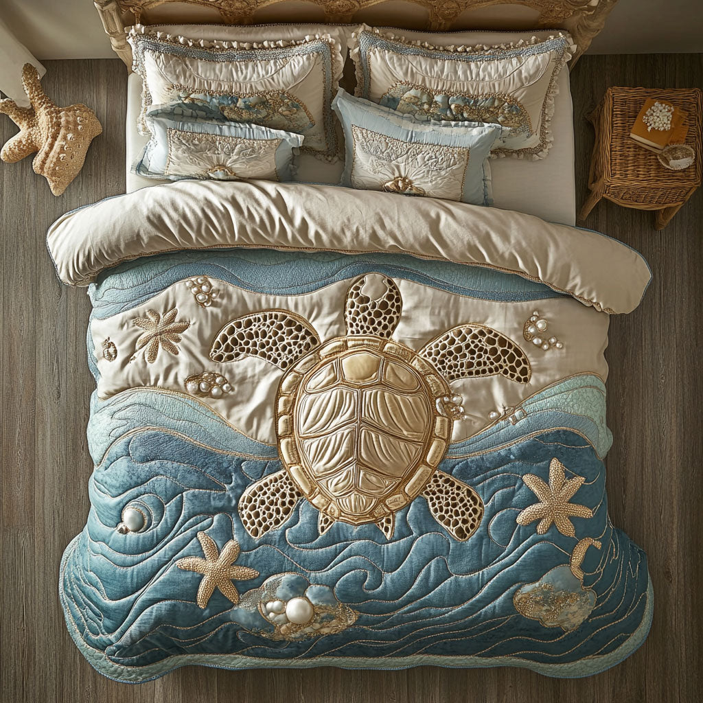 Mystic Turtle Sea WX0303036CL Quilted Bedding Set