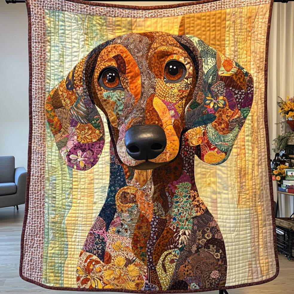 Patchwork Dachshund WU0401059CL Quilt Blanket