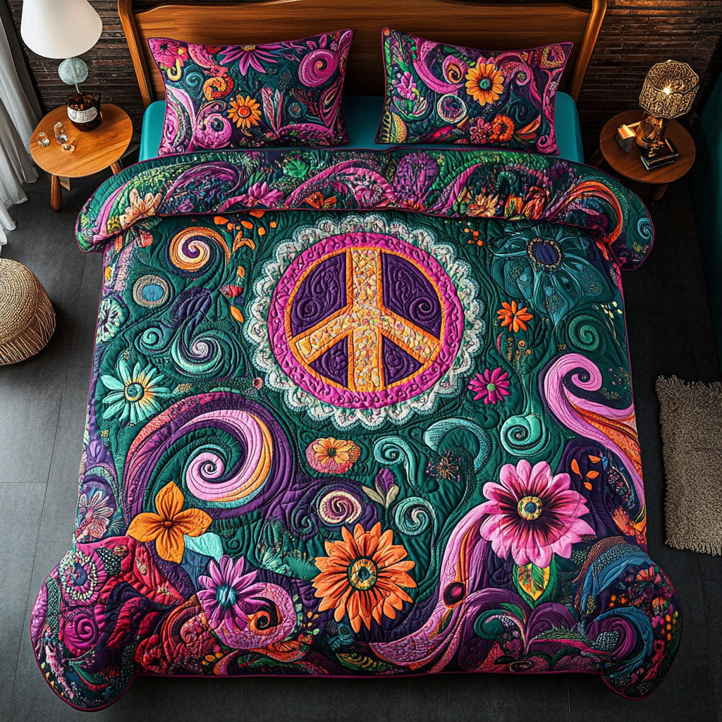 Peace Sign Hippie WX0403034CL Quilted Bedding Set