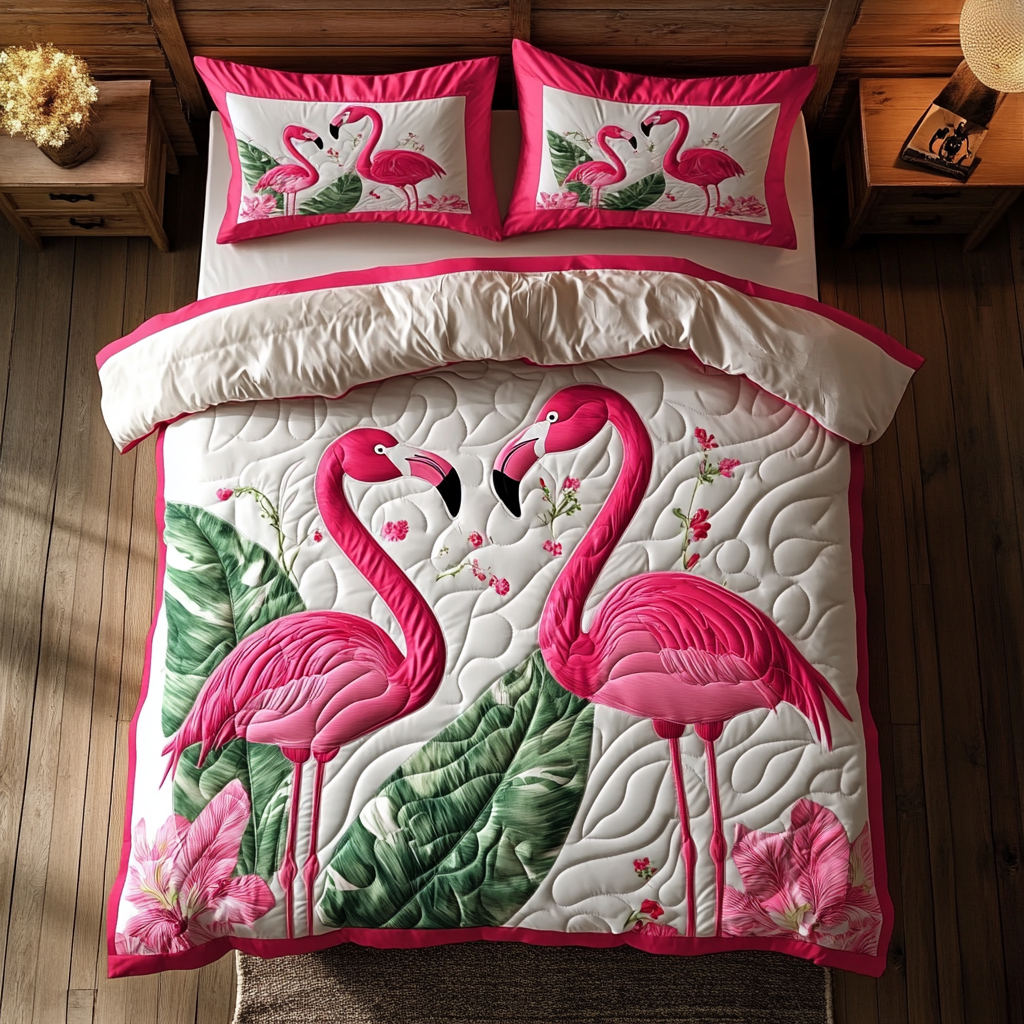Pink Garden XR2002005CL Quilted Bedding Set