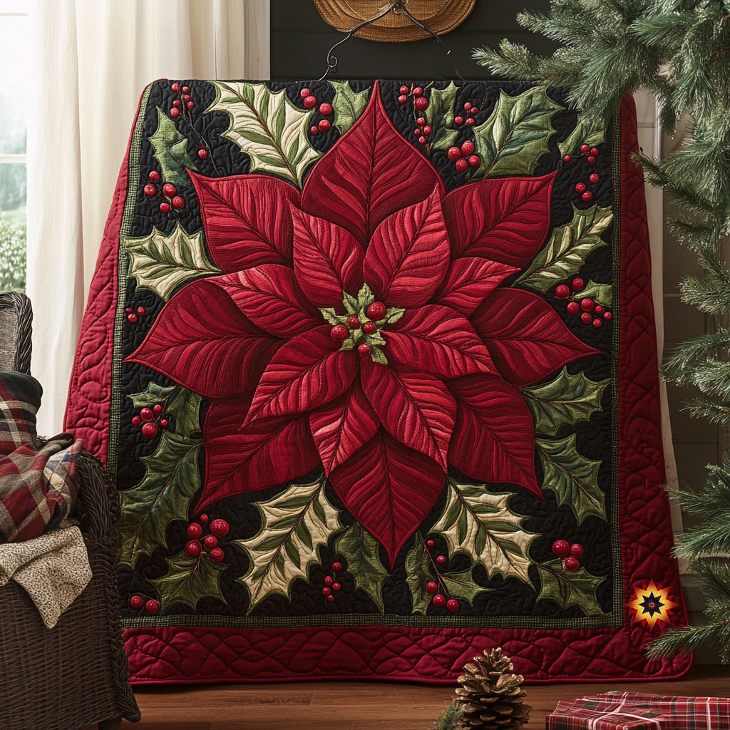 Poinsettia WU0911002CL Quilt Blanket