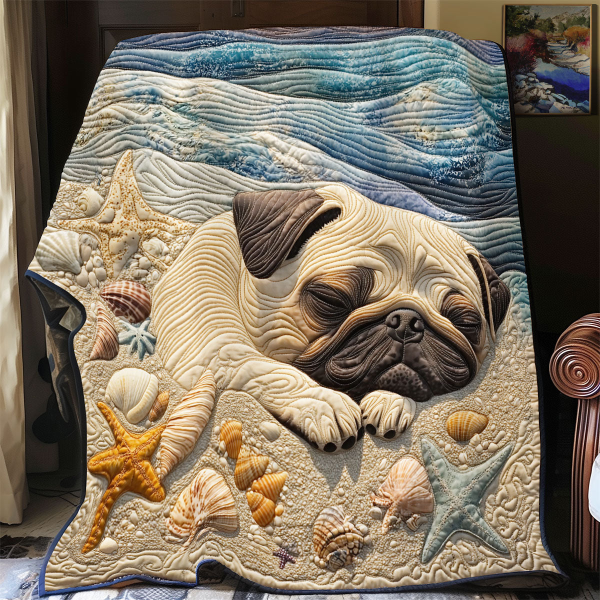 Pug Sleeping WX2003027CL Quilt Blanket