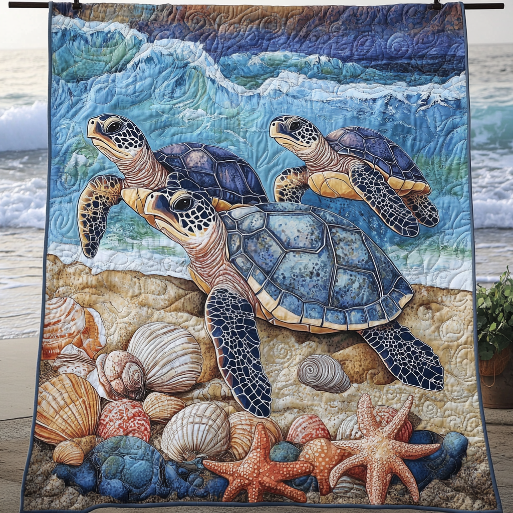 Sea Turtles Ocean Is Calling WU1501016CL Quilt Blanket