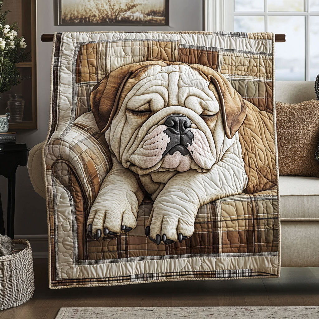 Sleeping Bulldog WU2001011CL Quilt Blanket