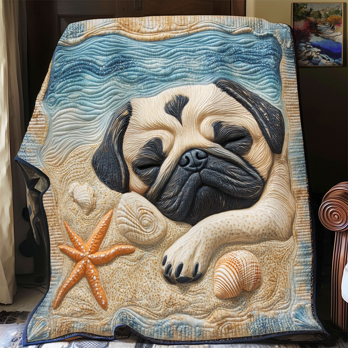 Sleeping Pug WX2003035CL Quilt Blanket