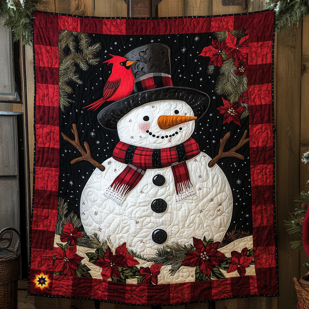 Snowman And Cardinal WU1612006CL Quilt Blanket