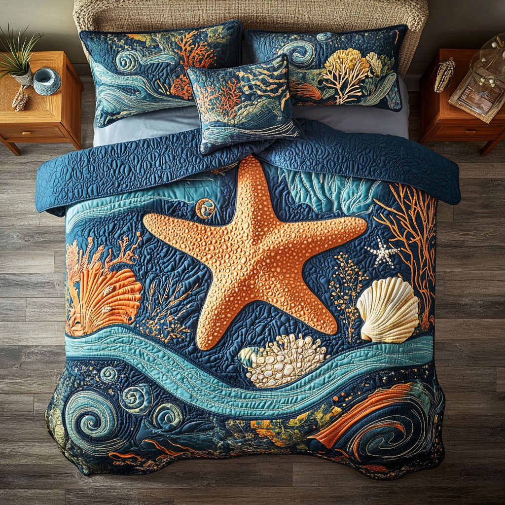 Starfish WX0403048CL Quilted Bedding Set