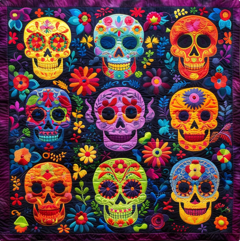 Sugar Skull WJ0306005CL Quilt Blanket