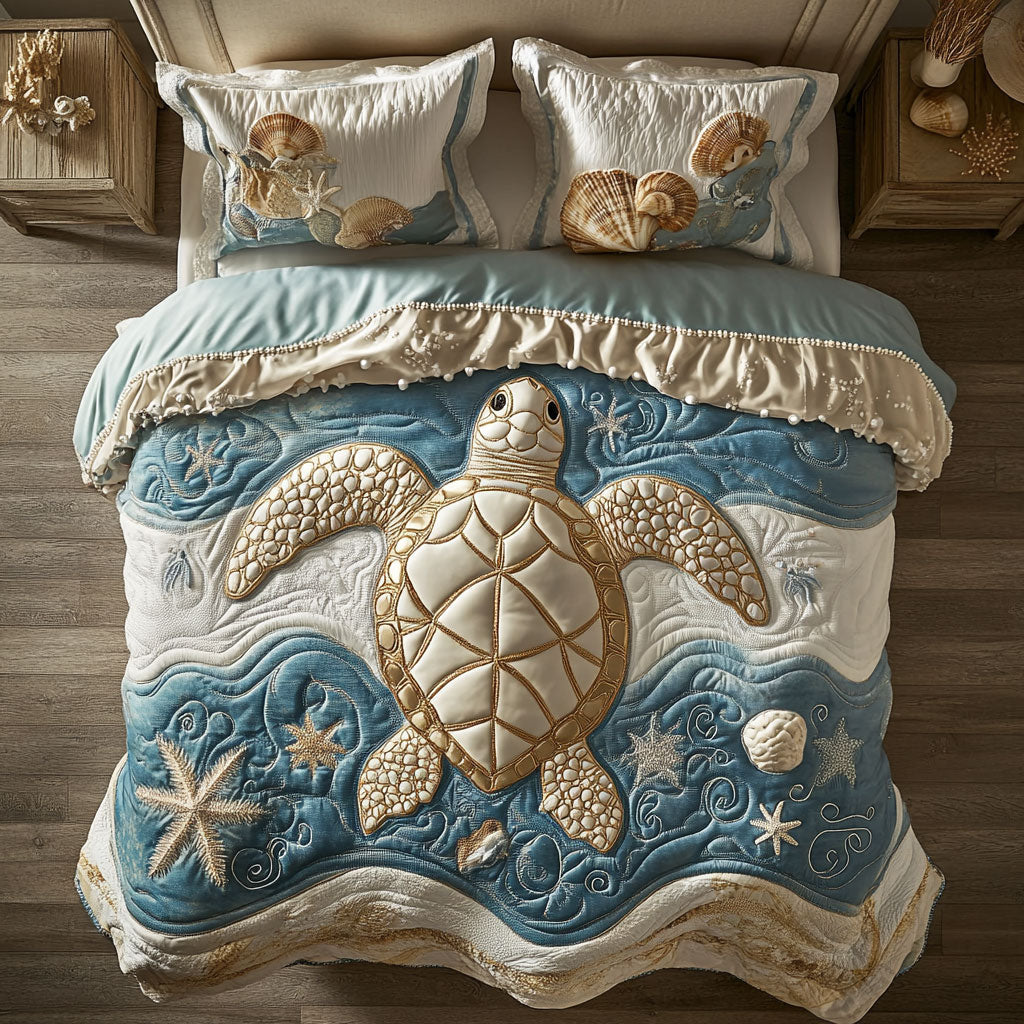 Turtle Sea WX0303051CL Quilted Bedding Set