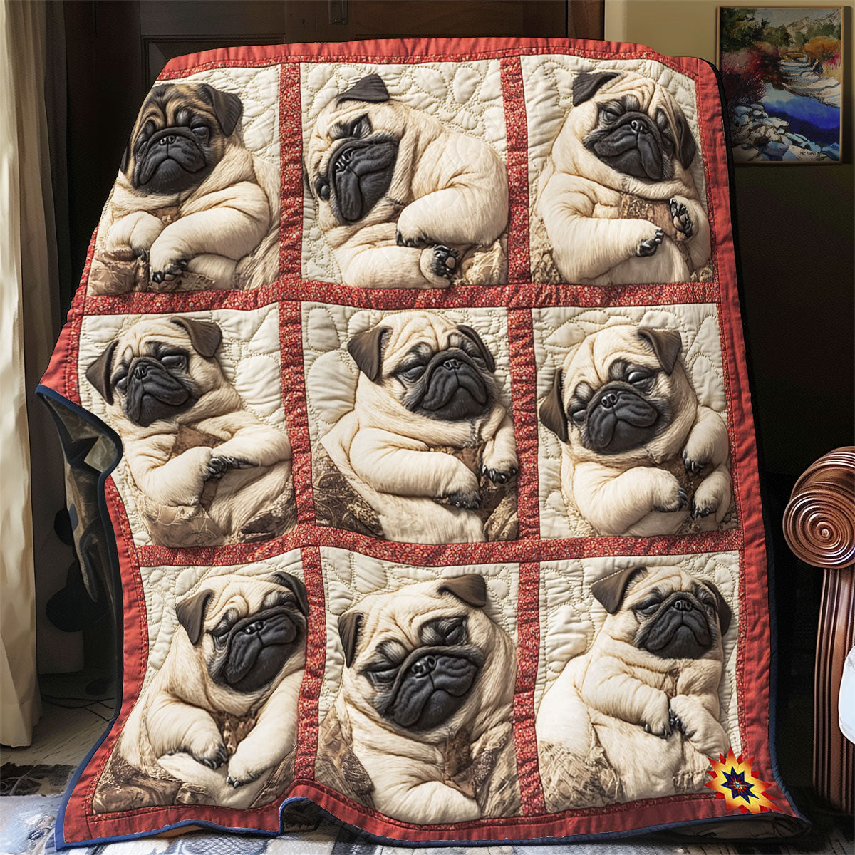 Cute Sleeping Pug WY2712020CL Quilt Blanket