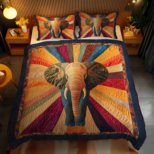 Colorful Elephant WN1002056CL Quilted Bedding Set