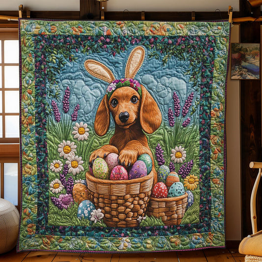 Floral Dachshund Easter WN1501006CL Quilt Blanket