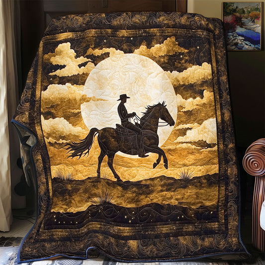 Cowboy In Night Desert WY2301049CL Quilt Blanket