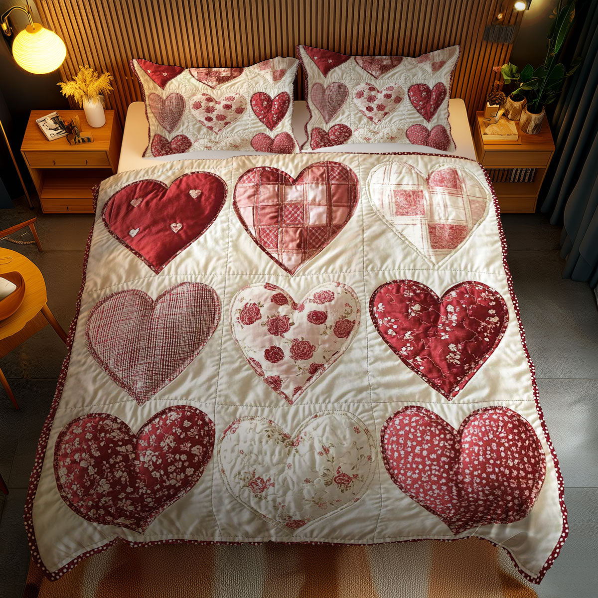 Love Heart WN1002069CL Quilted Bedding Set