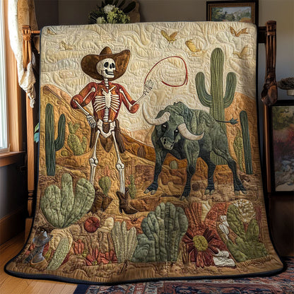 Skeleton Cowboy And Bull WN0411034CL Quilt Blanket