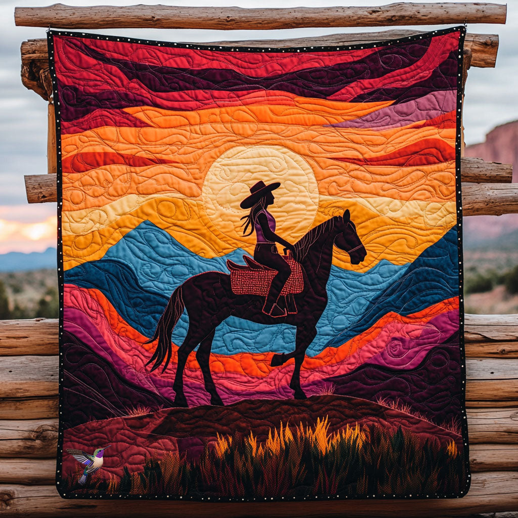 Cowboy Women Horseback Riding WY21100008CL Quilt Blanket