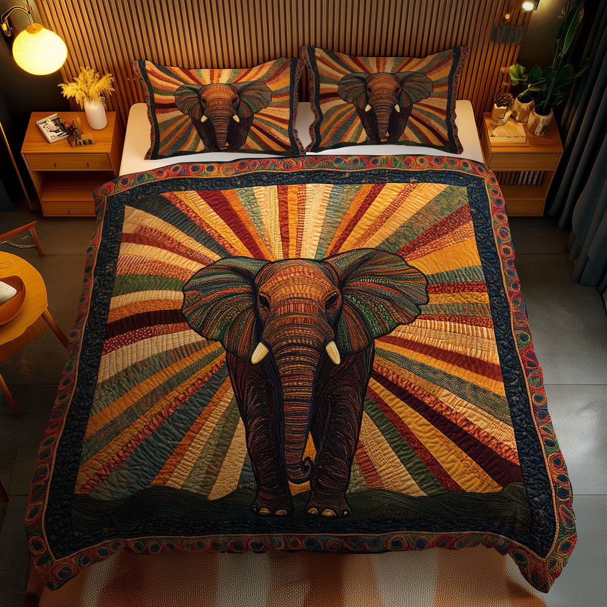 Celestial Elephant WN1002054CL Quilted Bedding Set