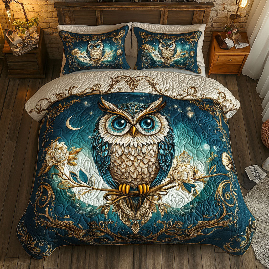 Blue Owl Flower WT0703074CL Quilted Bedding Set