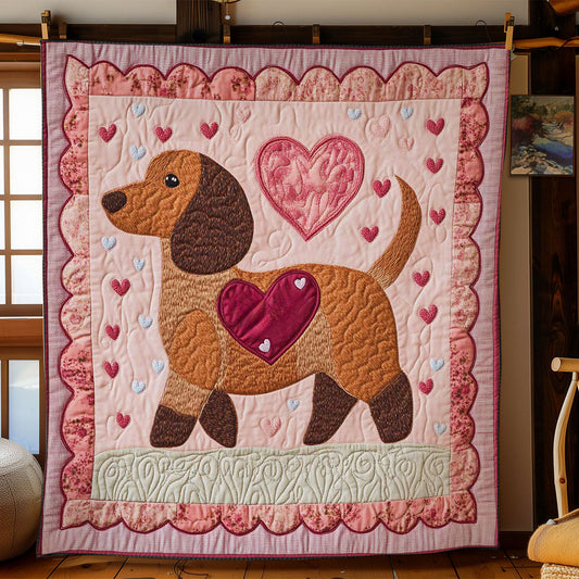Valentine Dachshund WN3112006CL Quilt Blanket