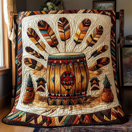 Native American Drum WX0602068CL Quilt Blanket