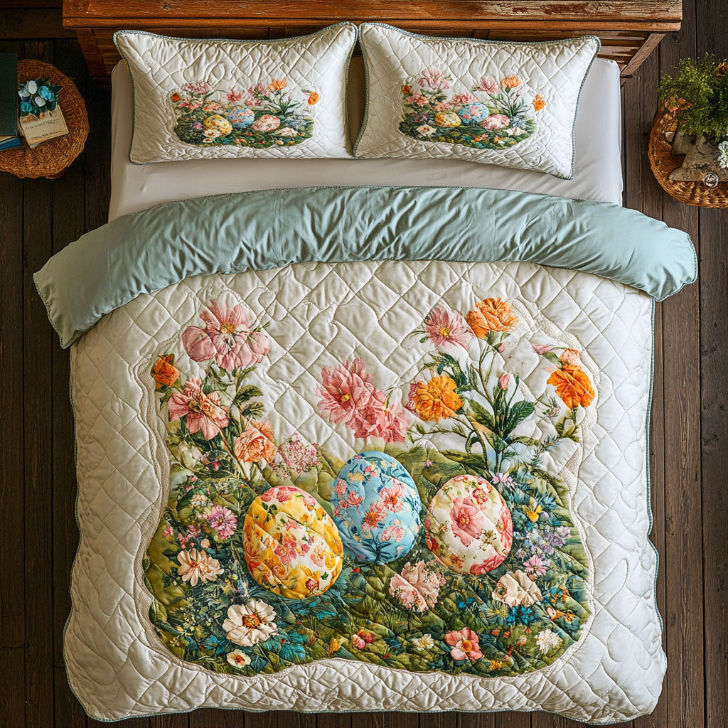 Floral Eggscape WY0803064CL Quilted Bedding Set