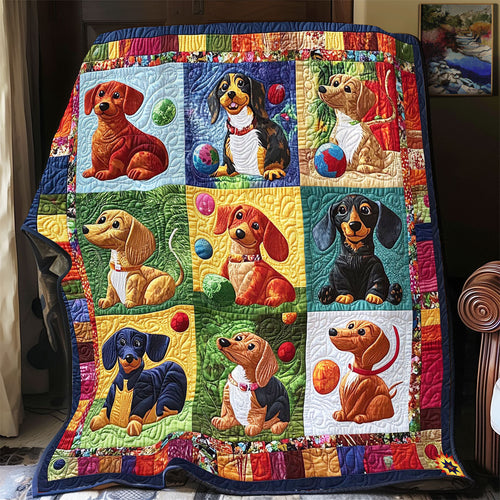 Dachshund Play Ball WY2012042CL Quilt Blanket