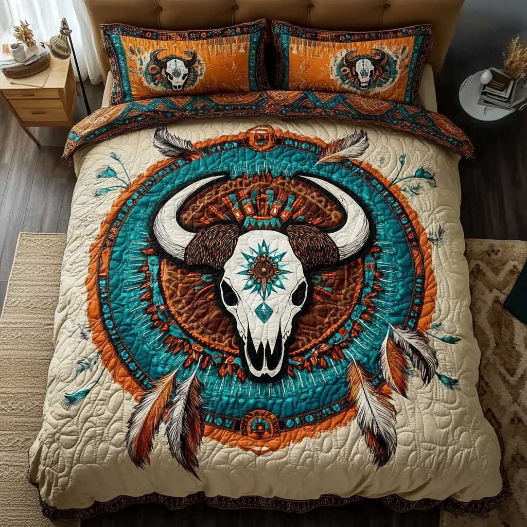 Sacred Buffalo Skull WN1202028CL Quilted Bedding Set